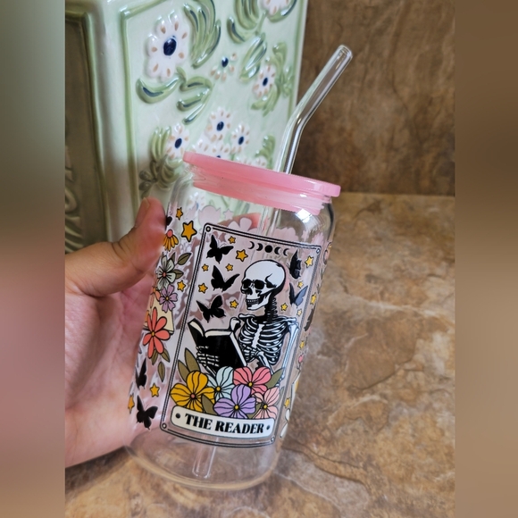 Skeleton Floral Tumbler Cup 16 oz Reader - Picture 1 of 5